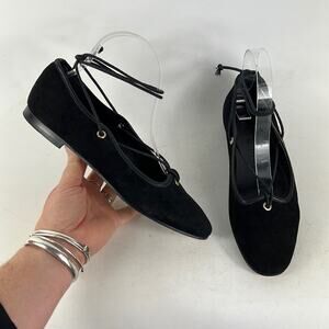 M. Gemi The Odina flat women’s 6 black suede ankle strap round toe ballet